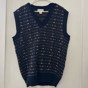 Vintage Traditions Knit Sweater Vest – Made in Korea – Navy Patterned